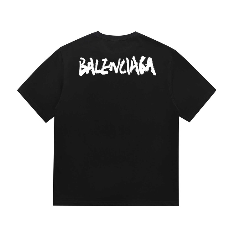 g*u*i & Ba*len*cia*ga t-shirt with print g*u*i front Ba*len*cia*ga back black
