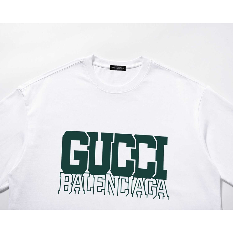 g*u*i & Ba*len*cia*ga t-shirt with g*u*i printed in white