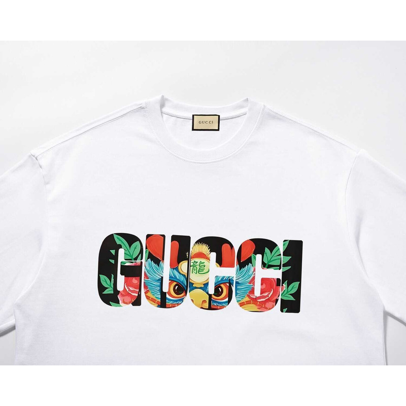 G*u*i cotton jersey t-shirt with G*u*i printed in white