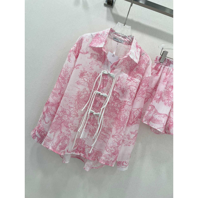 D*or cotton long blouse and shorts pink