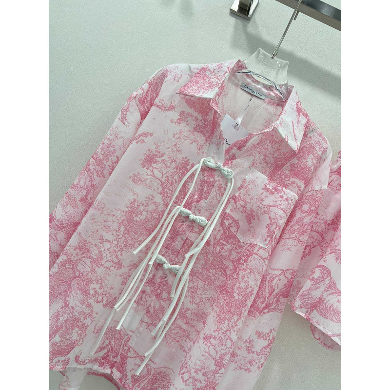 D*or cotton long blouse and shorts pink