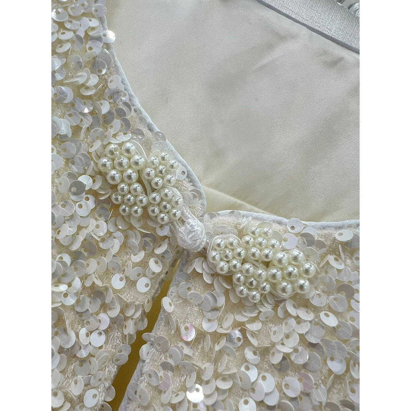 Ch*el pearl and sequin jacket white