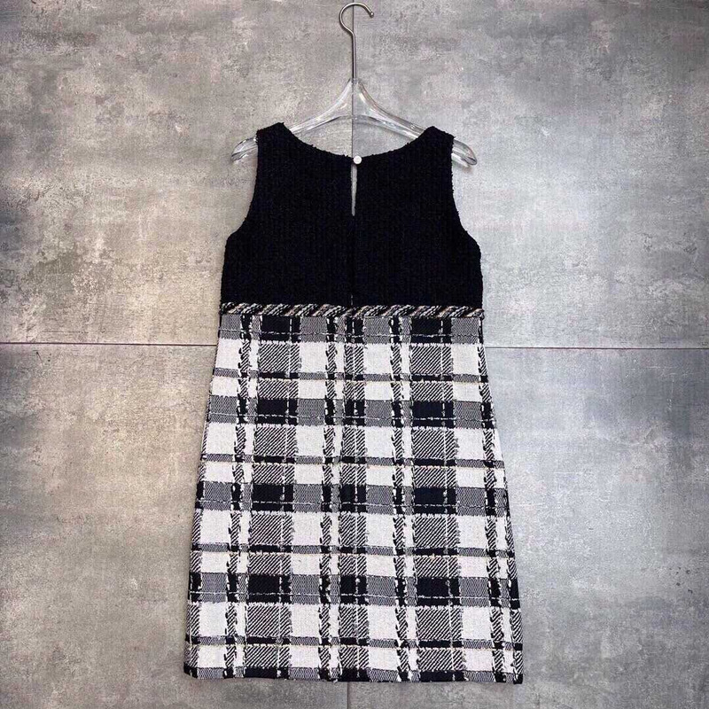 Ch*el tweed dress black and white