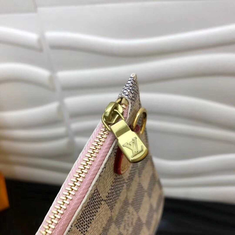 l**is V*t*n neverfull damier azur mm rose ballerina lining