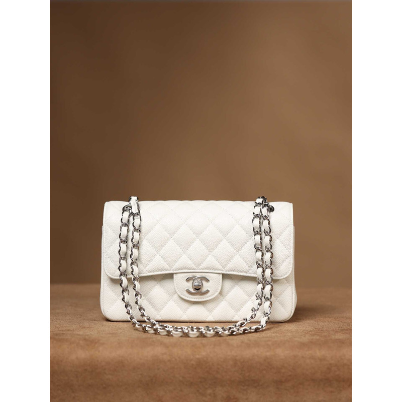 ch*el cc Di*m*nd-quilted shoulder bag white