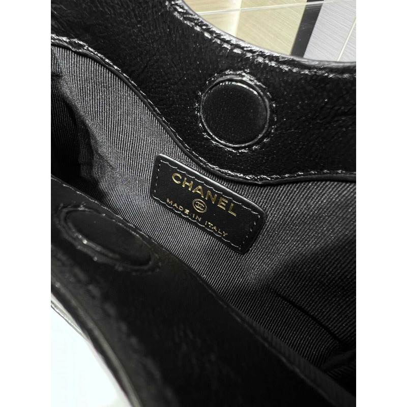 Ch*el nano 31 shopping bag glossy lambskin black
