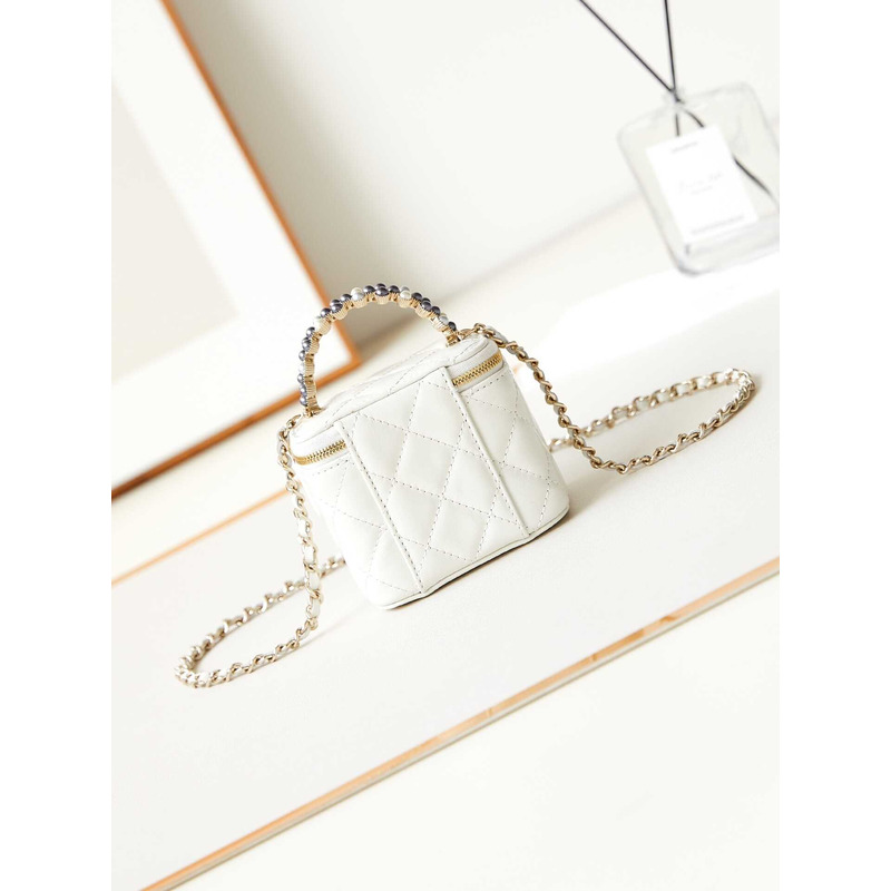 Ch*el mini make-up case bag in white