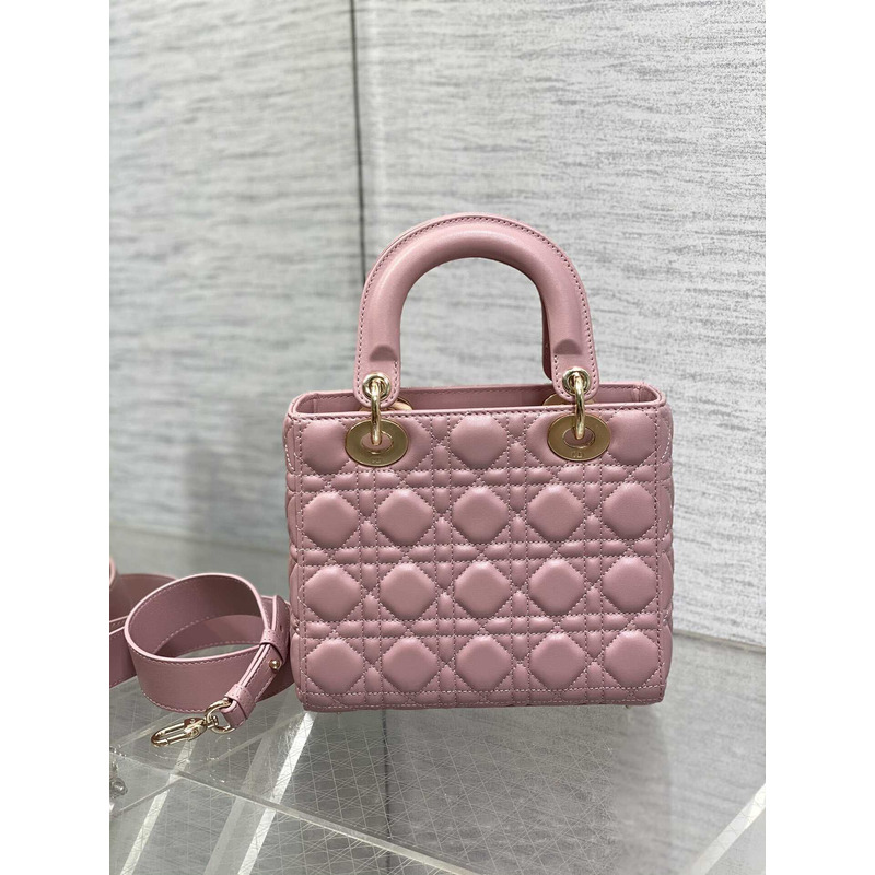 D*or small lady D*or my abcD*or handbag  vintage pink sheepskin vine