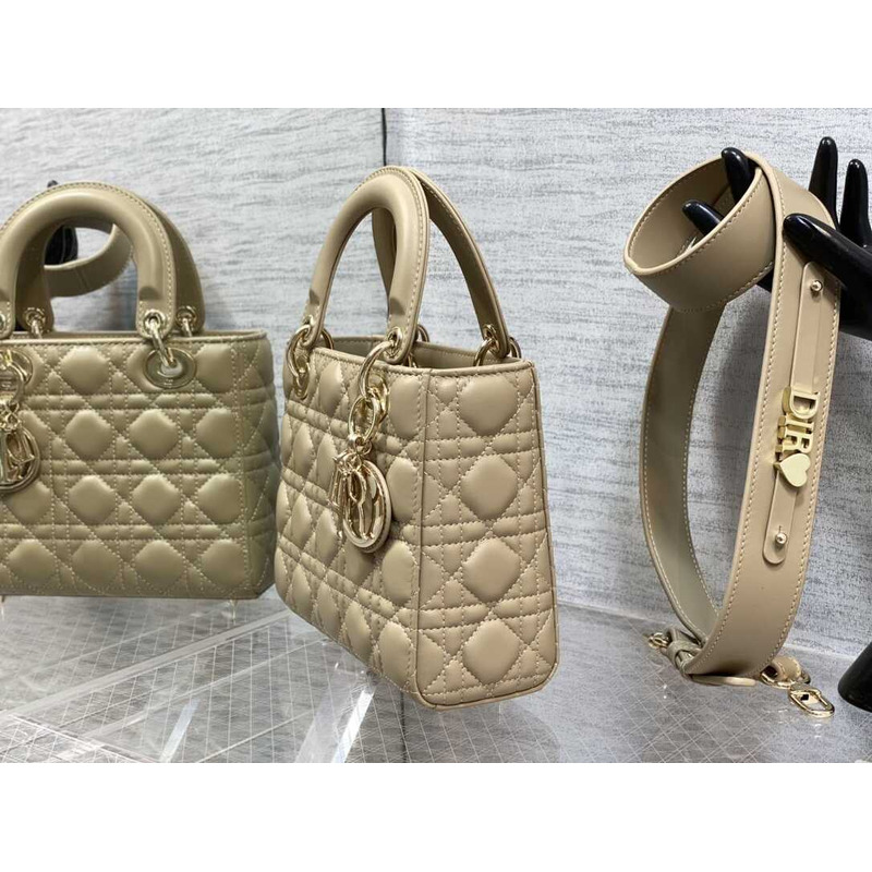 D*or small lady D*or my abcD*or handbag  vine print in sandy brown sheepskin