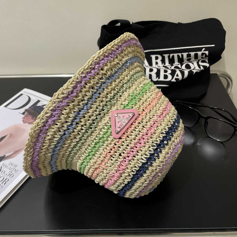 Pra*a woven fabric bucket hat in  multicolor