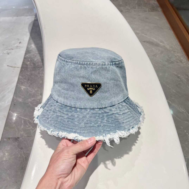 Pra*a denim bucket bag light blue