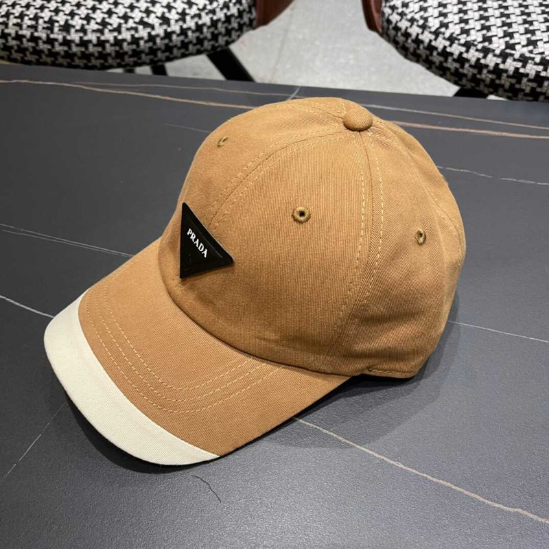 Pra*a  re-nylon baseball cap in white and brown