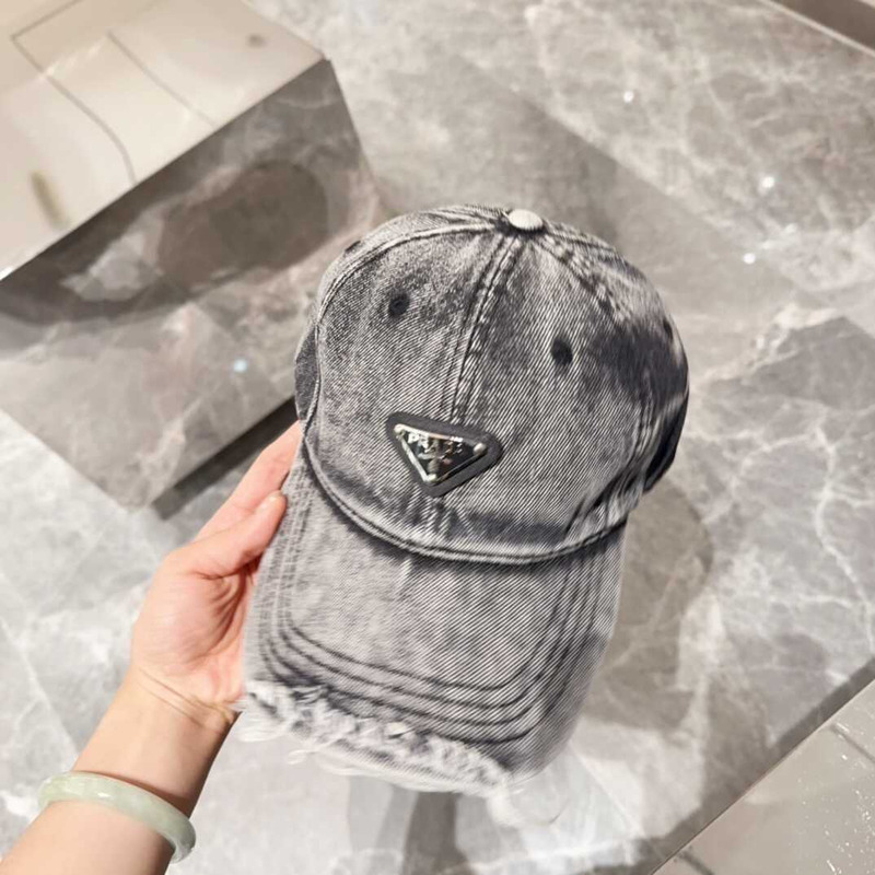 Pra*a denim baseball cap in grey