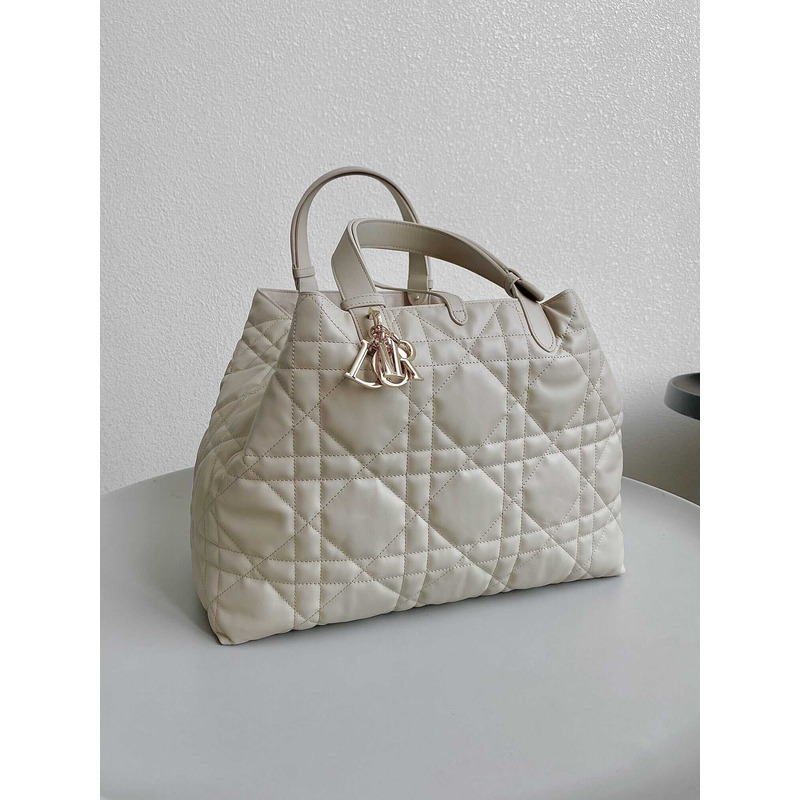 D*or toujours large bag cannage calfskin cream white