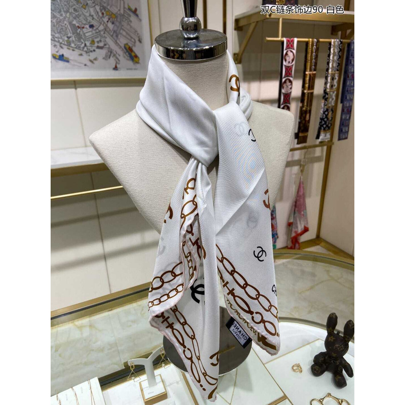 Ch*el square scarf in white
