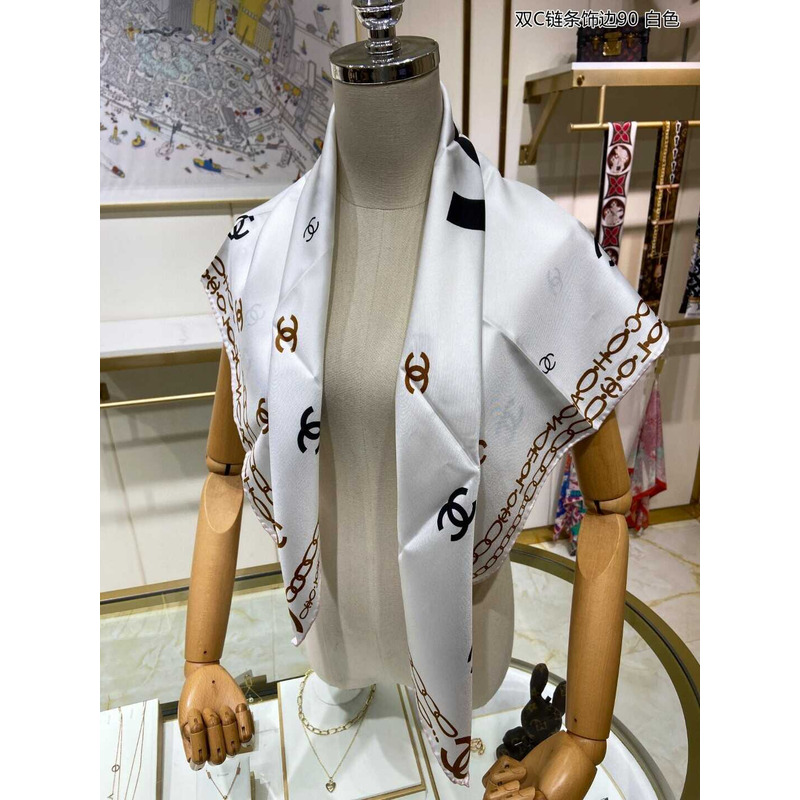 Ch*el square scarf in white