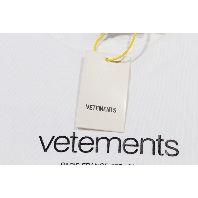 Vetements White Logo Printed Round Neck T-shirt
