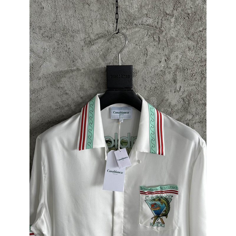 Casablanca Print Short-Sleeved Shirt White