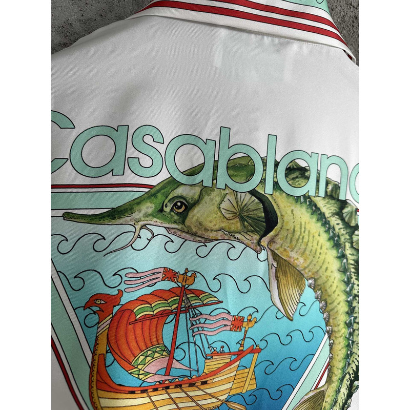 Casablanca Print Short-Sleeved Shirt White