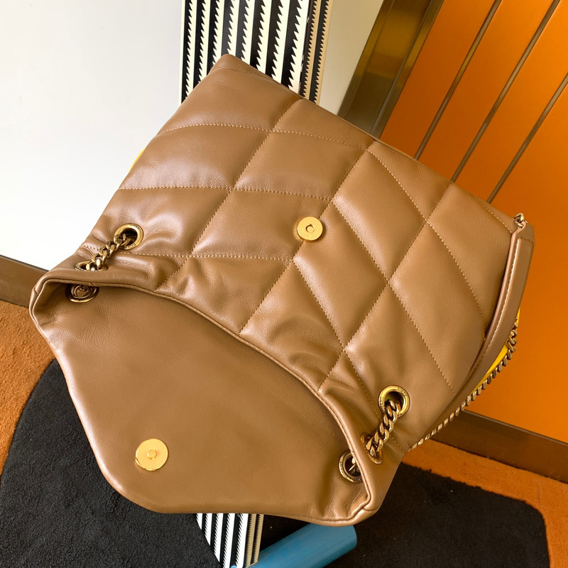 Saint Laurent Loulou Puffer Quilted Shoulder Bag Brown