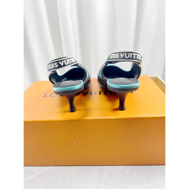 l**is V*t*n archlight slingback pumps leather and fabric