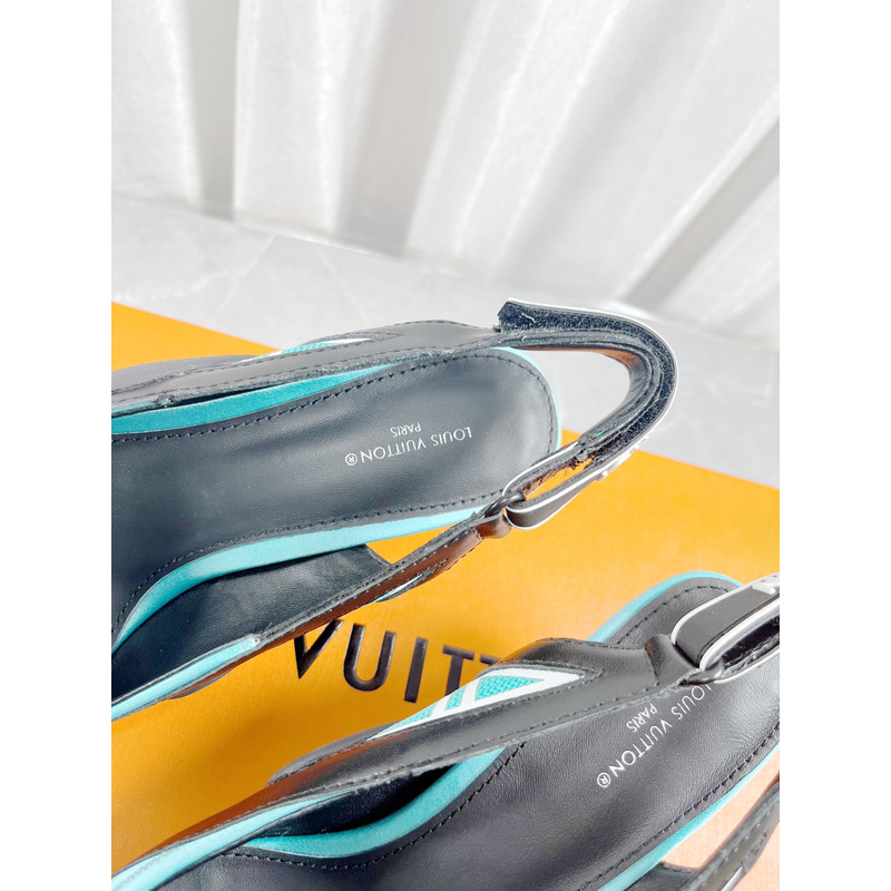 l**is V*t*n archlight slingback pumps leather and fabric