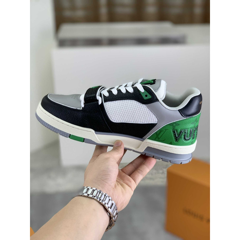 l**is V*t*n lv trainer monogram strap black white green