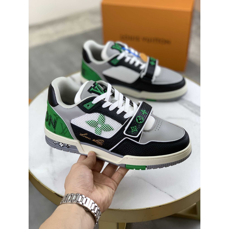 l**is V*t*n lv trainer monogram strap black white green