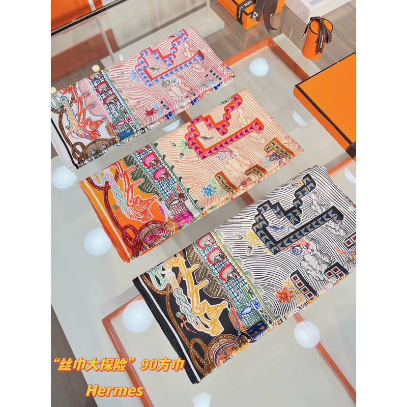 H**mes silk scarf multi color