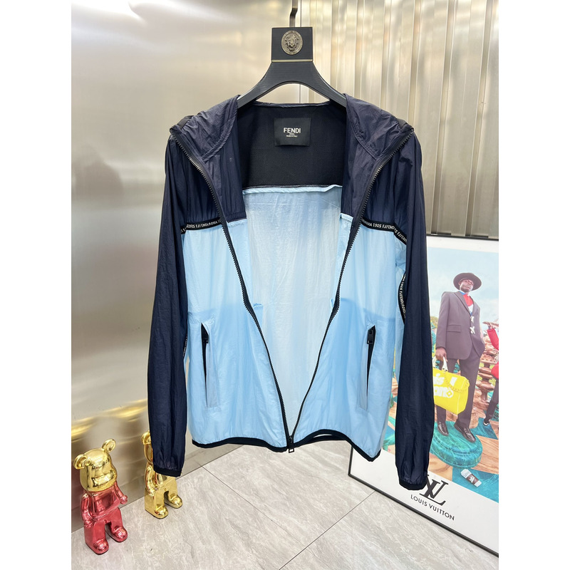 F**di windbreaker blue nylon jacket