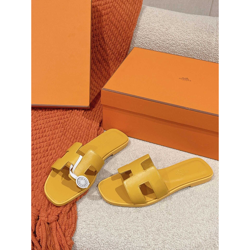 H**mes oran h sandals slippers classic yellow jaune citron