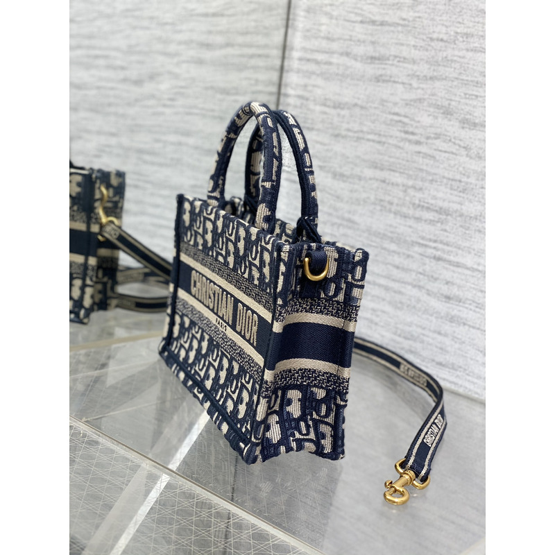 D*or mini book tote blue D*or oblique embroidery