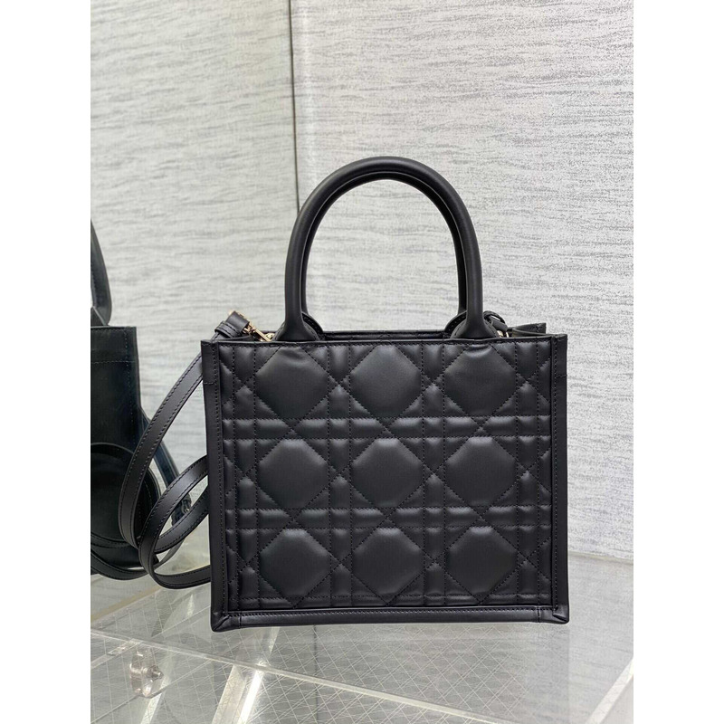 D*or small D*or book tote macrocannage calfskin black