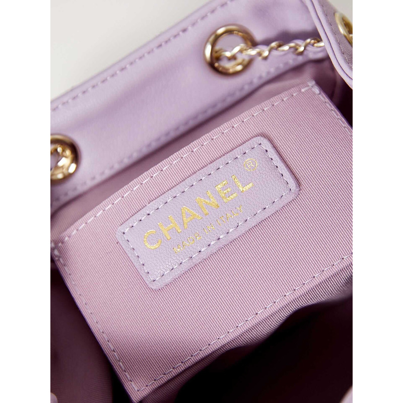 Ch*el small backpa calfskin & gold-tone metal purple