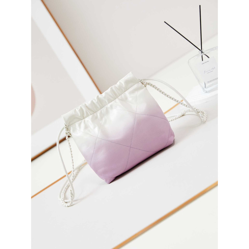 Ch*el handbag patent gradient calfskin & lacquered metal white & purple
