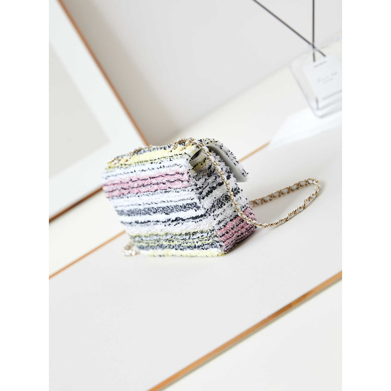 Ch*el small envelope bag sequins and gold metal multicolor