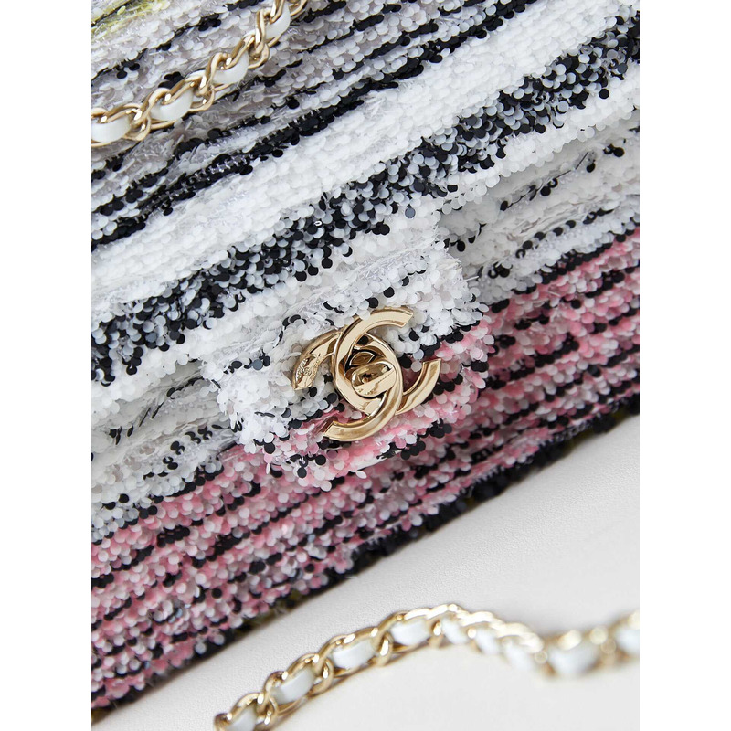 Ch*el small envelope bag sequins and gold metal multicolor