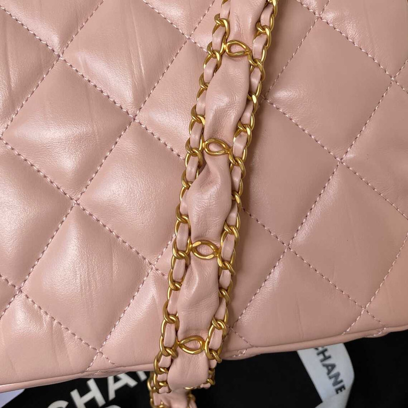 Ch*el mini classic handbag lambskin & gold-tone metal pink