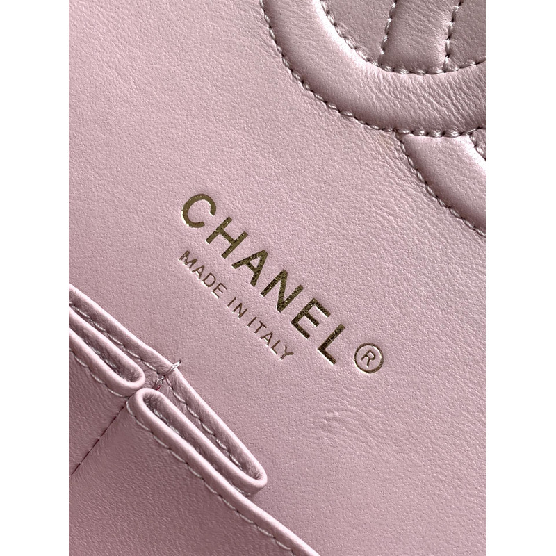 Ch*el flap bag light gold hardware pink/purple