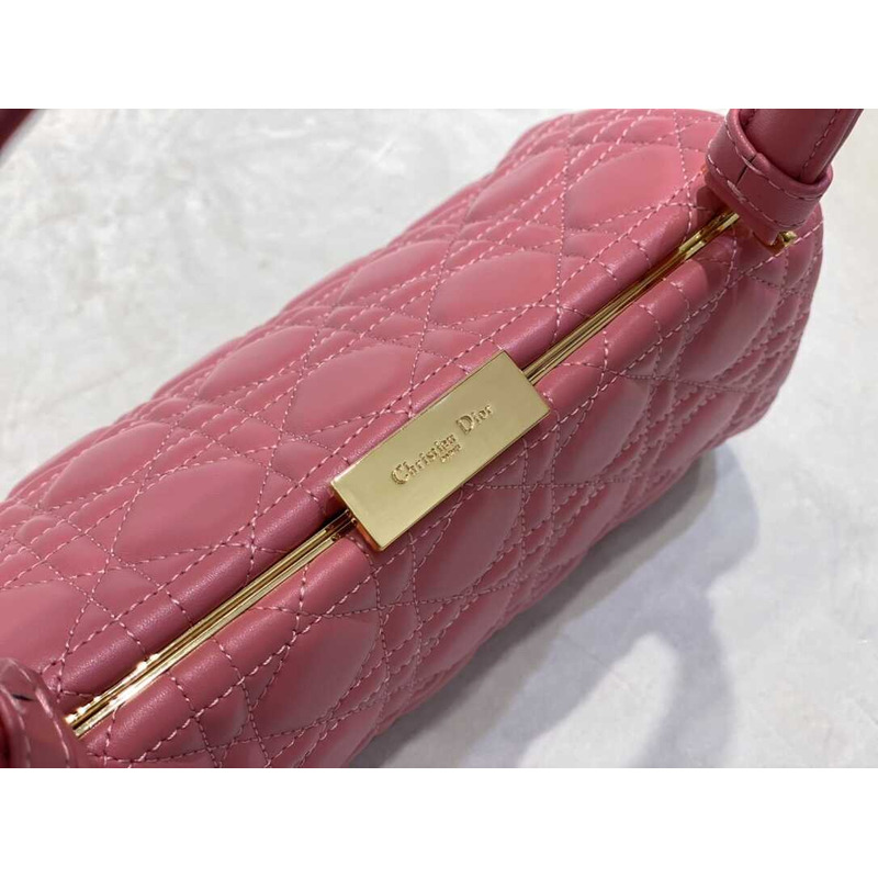 D*or caro cannage frame bag pink leather
