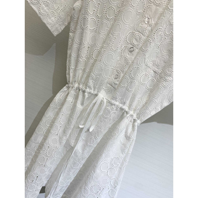 G*u*i cotton lace polo dress white
