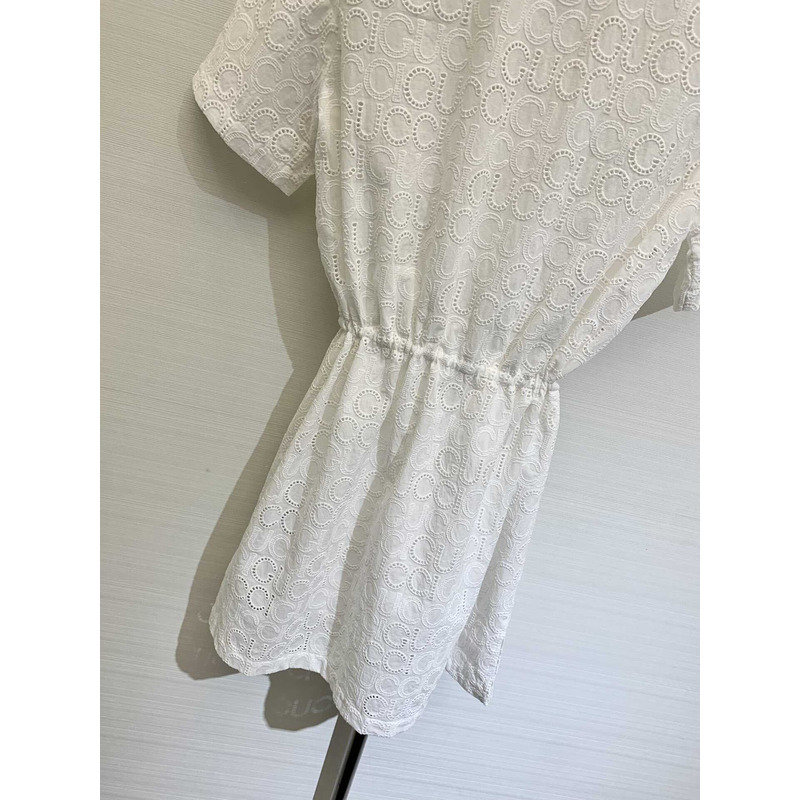 G*u*i cotton lace polo dress white