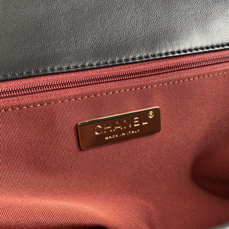 Ch*el 19 black handbag gold