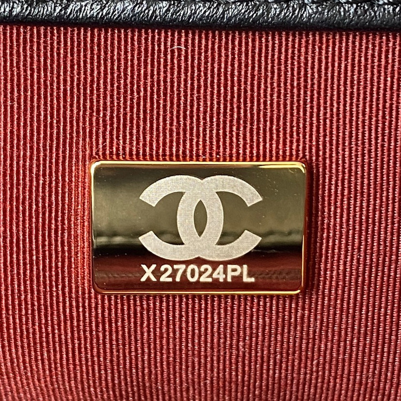 Ch*el 19 black handbag gold