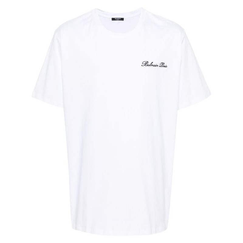 Balmain logo-embroidered cotton T-shirt White