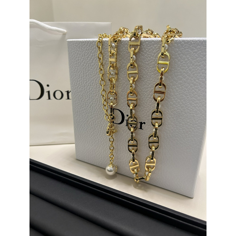 D*or montaigne jolie chain belt gold-finish meatal and white resin pearls