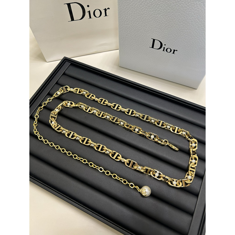 D*or montaigne jolie chain belt gold-finish meatal and white resin pearls