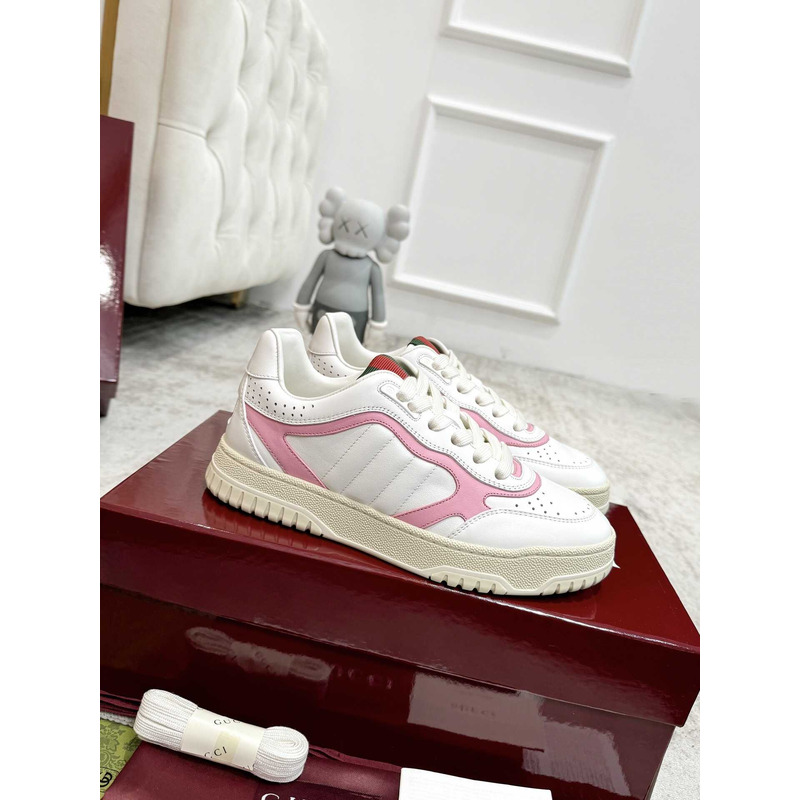 G*u*i re-web sneaker with white and leather piping pink