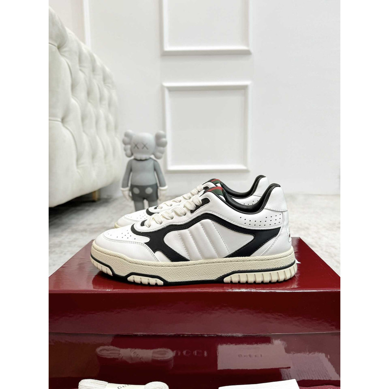 G*u*i re-web sneaker with white and leather piping black