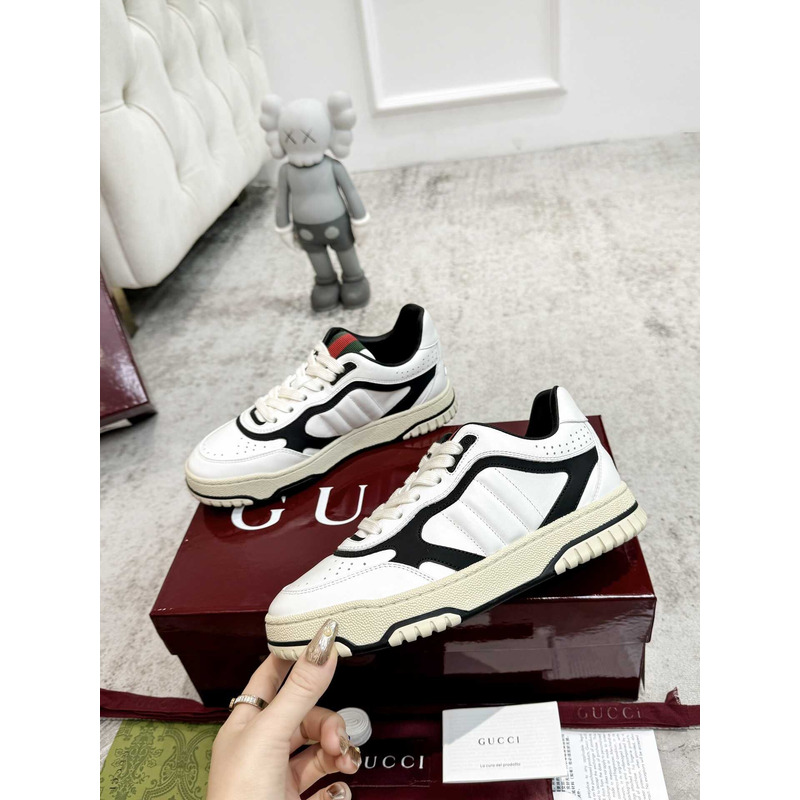 G*u*i re-web sneaker with white and leather piping black